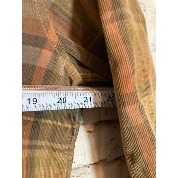 Prana Flannel Top Womens Small Light Brown Plaid Button Up Long Sleeve Shacket - Picture 7 of 12